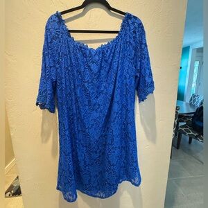 Chic Royal Blue Lace Blouse